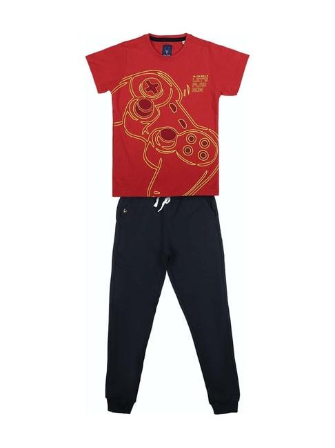 Allen Solly Kids Red Cotton Graphic Print Clothing Set