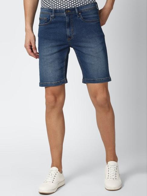 peter-england-navy-cotton-regular-fit-denim-shorts