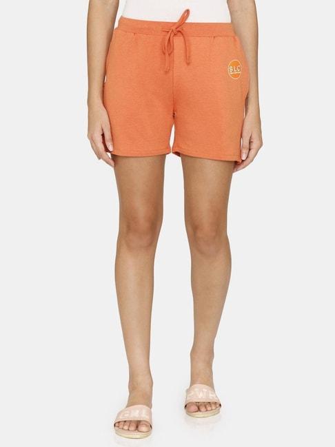 zivame-orange-graphic-print-night-shorts