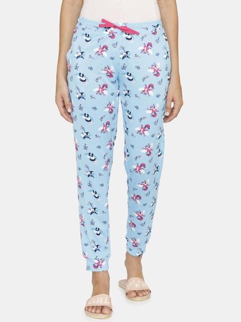 zivame-light-blue-printed-pajamas