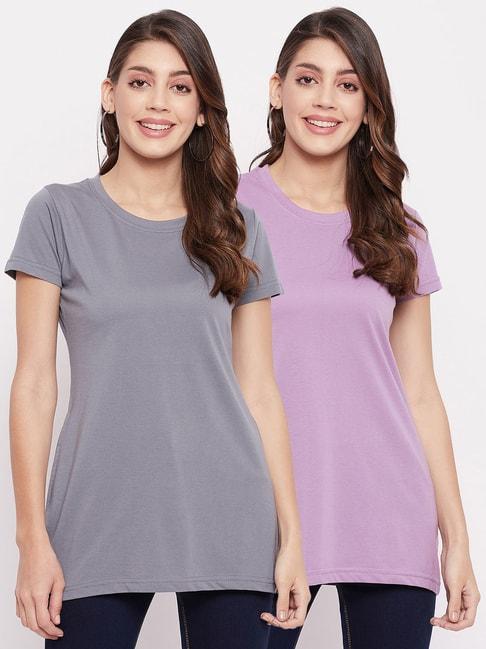 okane-purple-&-grey-round-neck-t-shirt---pack-of-2