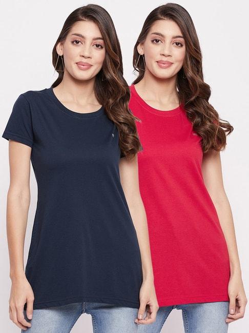 Okane Red & Navy Round Neck T-Shirt - Pack of 2