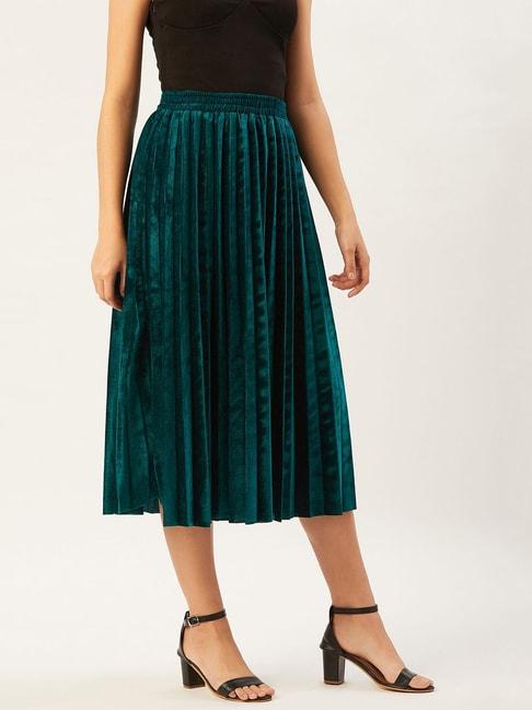 anvi-be-yourself-green-striped-a-line-skirt