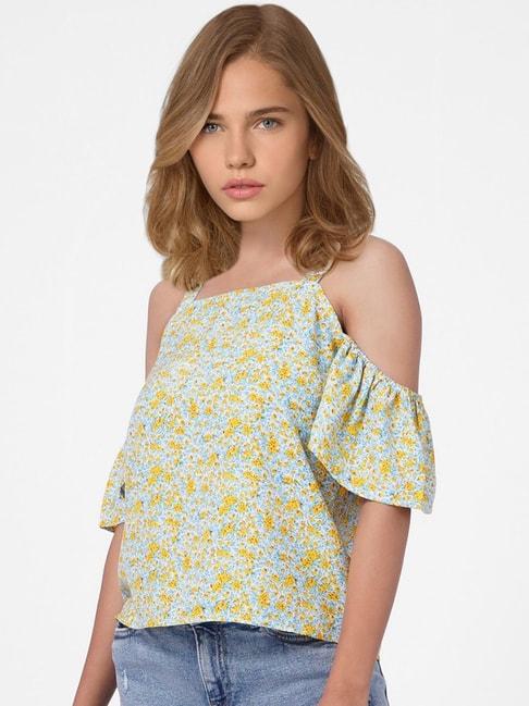 only-blue-&-yellow-floral-print-top