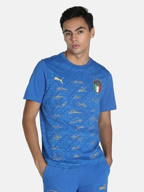 Puma FIGC Blue Cotton Regular Fit Printed T-Shirt