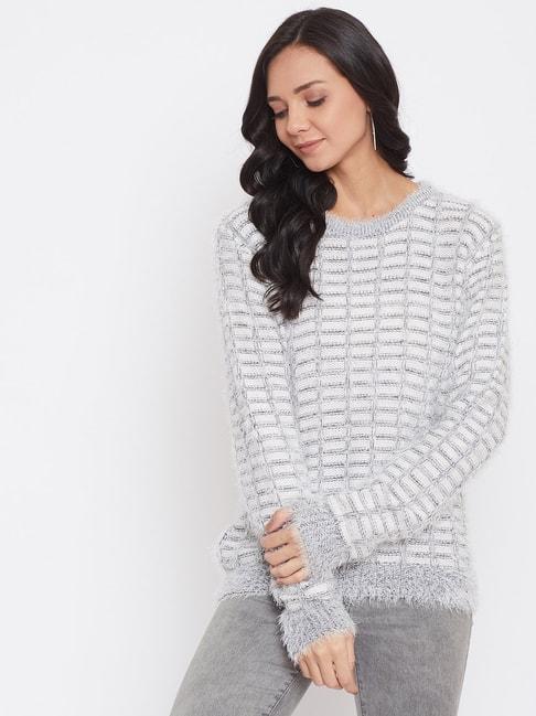 Crimsoune Club Grey & White Checks Sweater