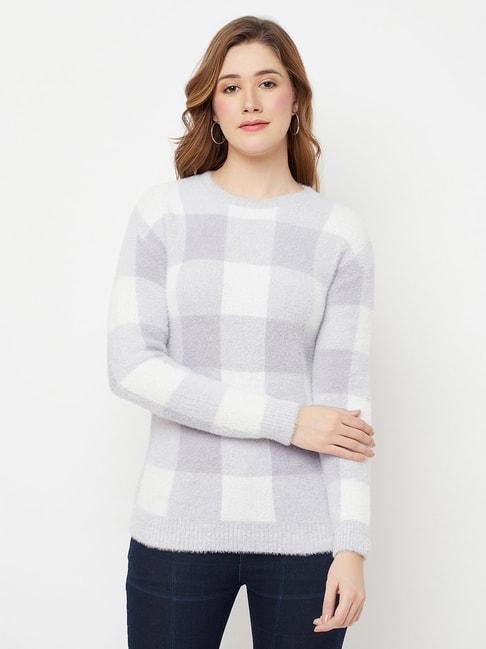 crimsoune-club-white-&-grey-checks-sweater