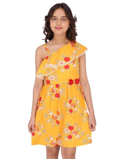 Cutecumber Kids Mustard Floral Print Dress