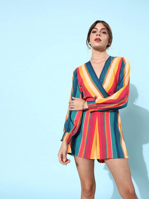 Style Quotient Multicolor Striped Playsuit