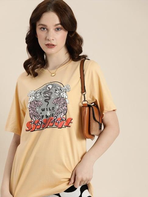 dillinger-beige-graphic-print-t-shirt