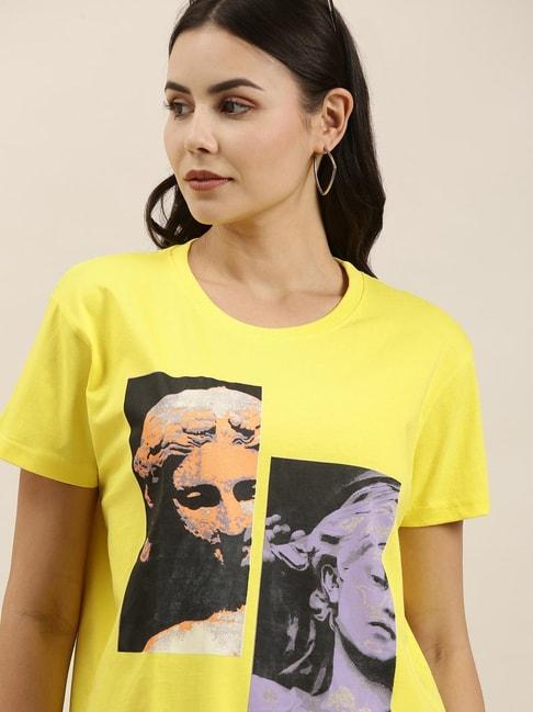 Difference of Opinion Yellow Graphic Print T-shirt