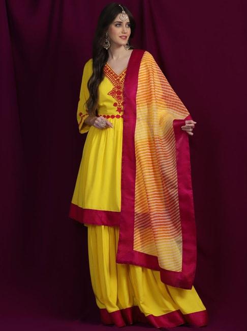 shades-yellow-embroidered-chikankari-a-line-kurti