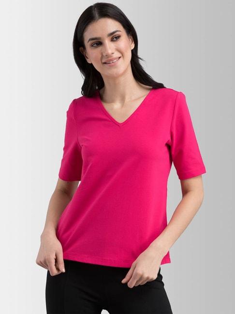 FableStreet Pink Regular Fit T-Shirt