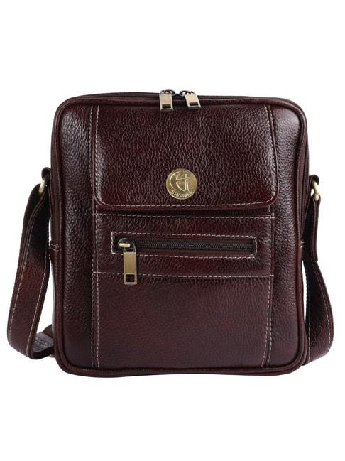 hileder-brown-textured-medium-leather-8-inch-cross-body-bag