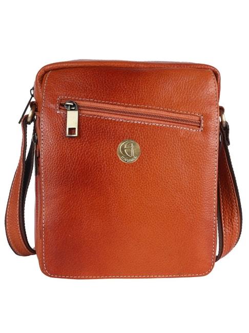 hileder-orange-textured-medium-leather-8-inch-cross-body-bag