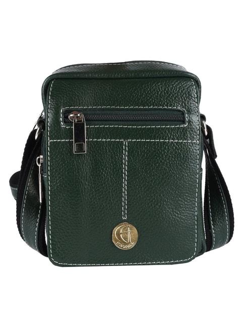 hileder-green-textured-small-leather-7-inch-cross-body-bag