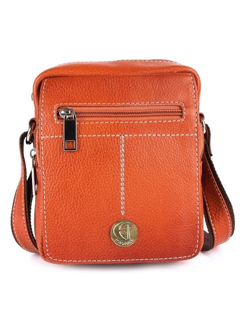hileder-orange-textured-small-leather-7-inch-cross-body-bag