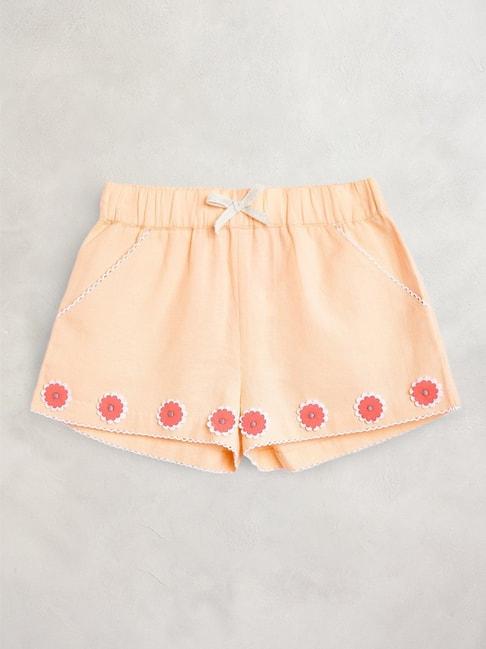 Cherry Crumble By Nitt Hyman Kids Peach Cotton Applique Shorts