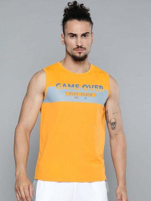 Alcis Orange Slim Fit Printed T-Shirts