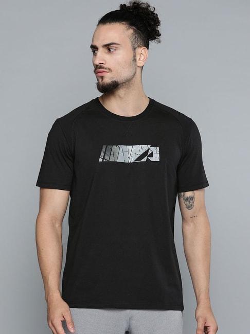 Alcis Black Slim Fit Printed T-Shirts