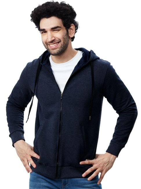 The Souled Store Navy Cotton Regular Fit Hooded Sweatshirt