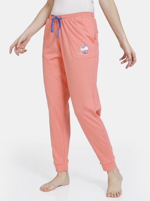 zivame-peach-graphic-print-pajamas