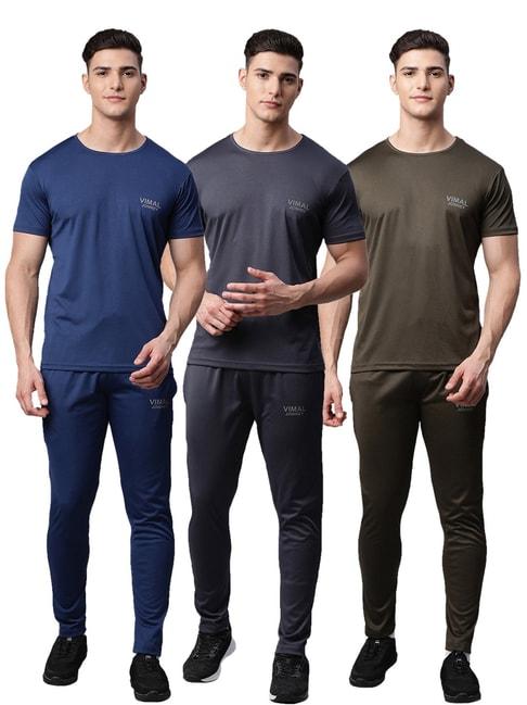 Vimal Jonney Multicolor Regular Fit T-Shirt With Trackpants - Pack of 3