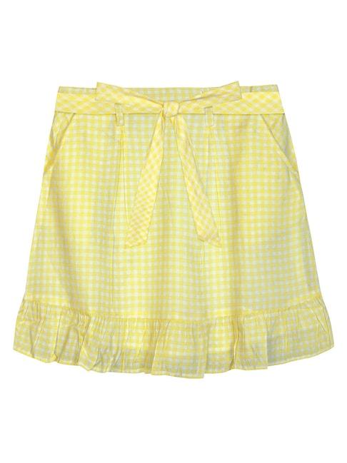 Budding Bees Kids Yellow Checkered Skirt