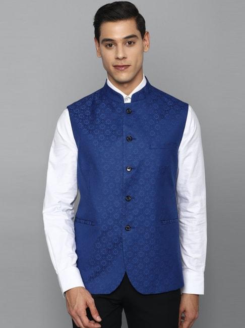 allen-solly-blue-slim-fit-printed-nehru-jackets