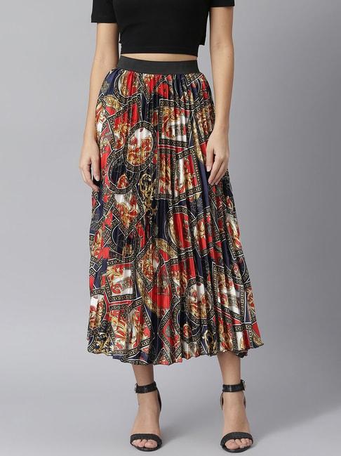 StyleStone Multicolor Printed Pleated Skirt