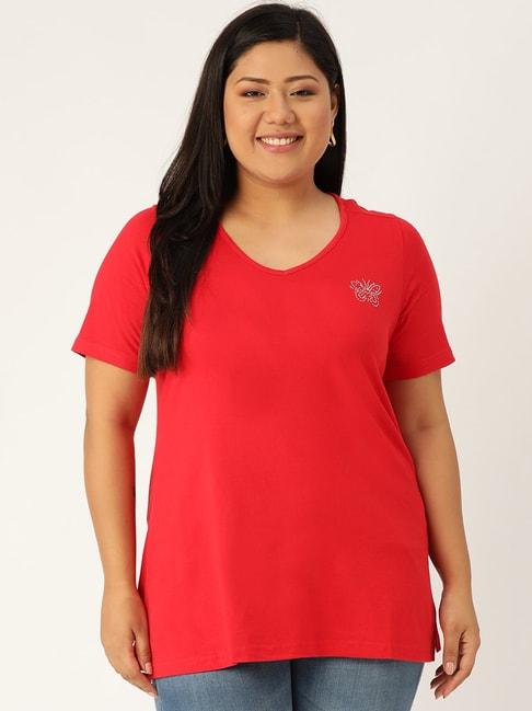 theRebelinme Red V-Neck T-Shirt