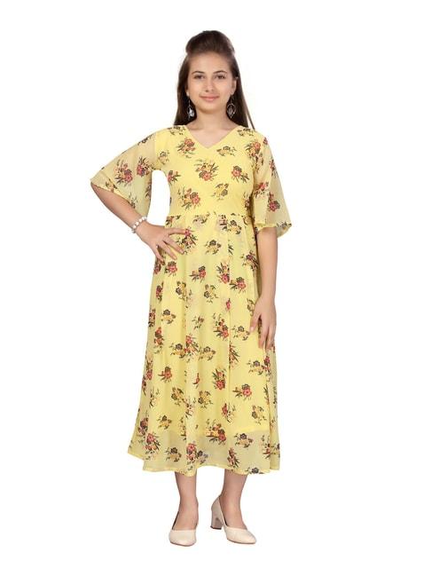 Aarika Kids Yellow Floral Print Dress