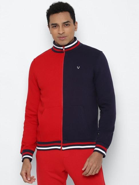 Allen Solly Navy Cotton Regular Fit Colour Block SweatShirt