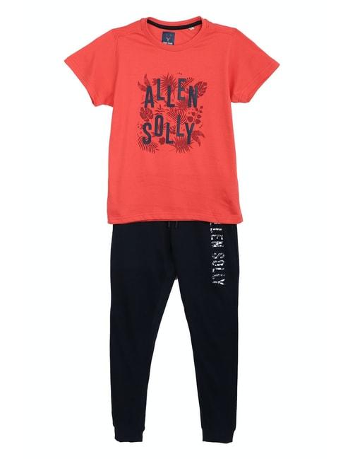 Allen Solly Junior Red & Black Graphic Print T-Shirt with Joggers