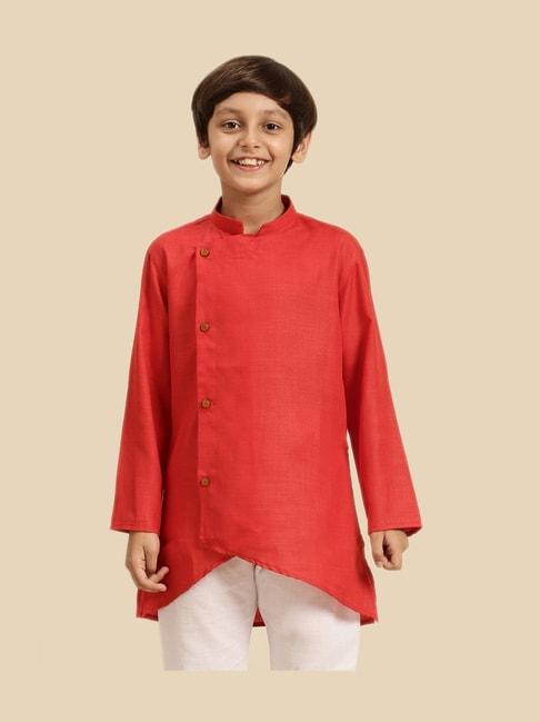 Sanwara Kids Red Cotton Regular Fit Kurta