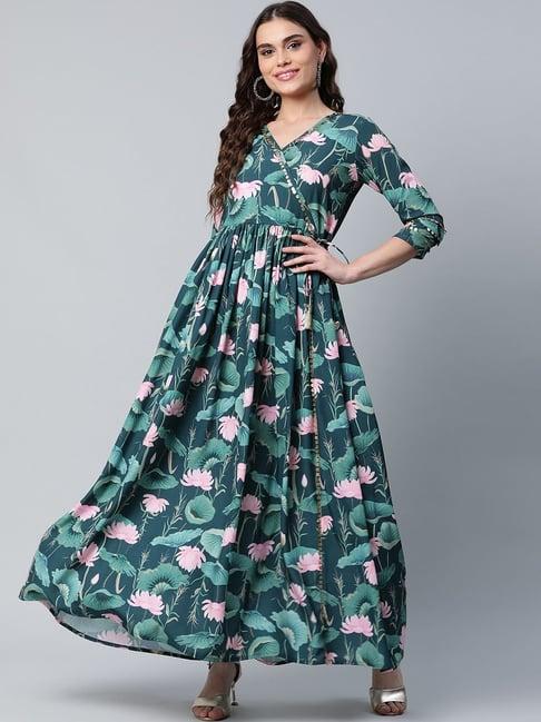 ahalyaa-green-floral-print-maxi-dress