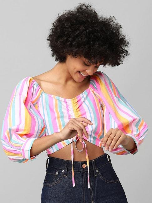 Only Multicolor Striped Crop Top