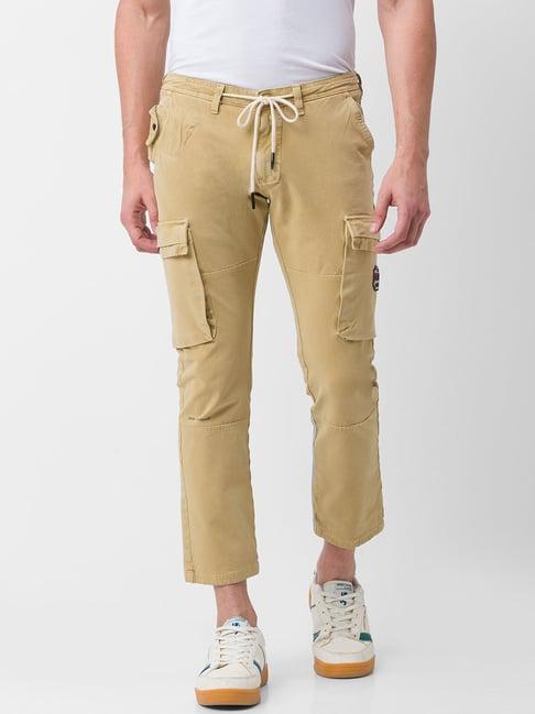 spykar-khaki-cotton-slim-fit-trousers