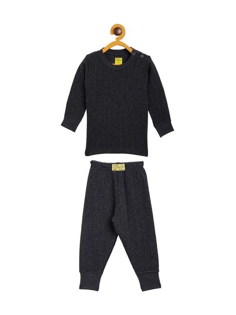 Neva Kids Black Cotton Striped Full Sleeves Thermal Top Set
