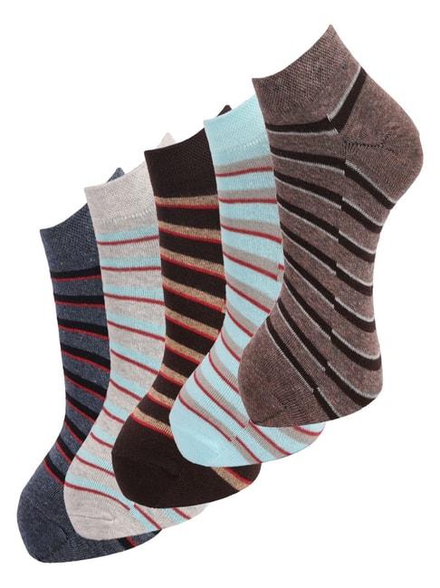 Dollar Multi Cotton Free Size Striped Socks - Pack of 5
