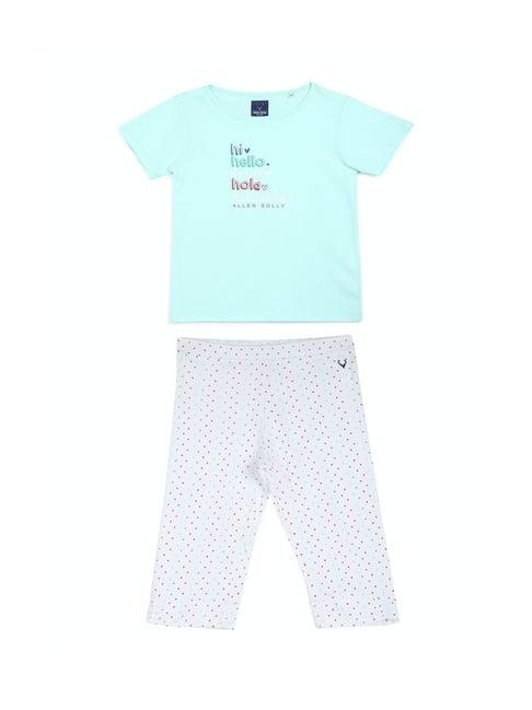 allen-solly-junior-aqua-blue-&-white-graphic-print-t-shirt-with-capri