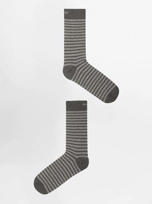Jockey 7095 Grey Compact Stretch Cotton Crew Length Socks with Stay Fresh Treatment
