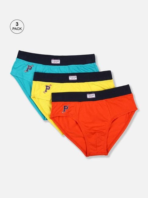 U.S. Polo Assn. Kids Multicolor Solid Briefs (Pack Of 3)