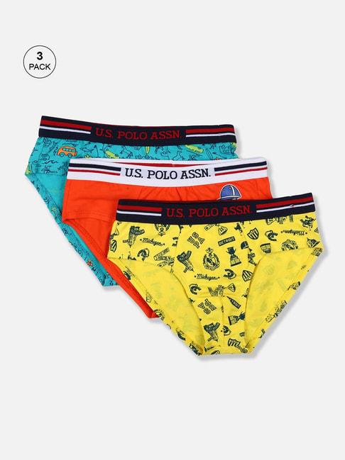 U.S. Polo Assn. Kids Multicolor Printed Briefs (Pack Of 3)