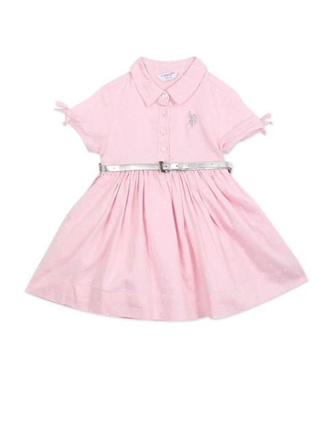 U.S. Polo Assn. Kids Melange Pink Printed Dress with Belt