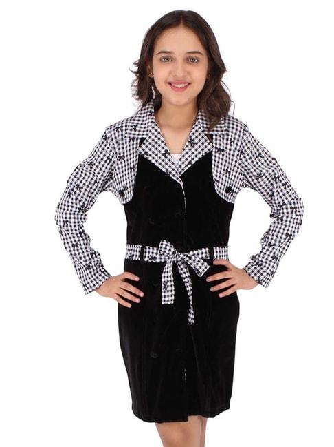 Cutecumber Kids Black & White Checks Full Sleeves Dress
