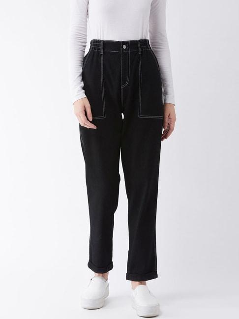 Miss Chase Black Relaxed Fit High Rise Jeans