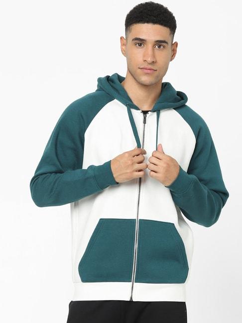 Celio* Green Regular Fit Colour Block Hooded Sweatshirts