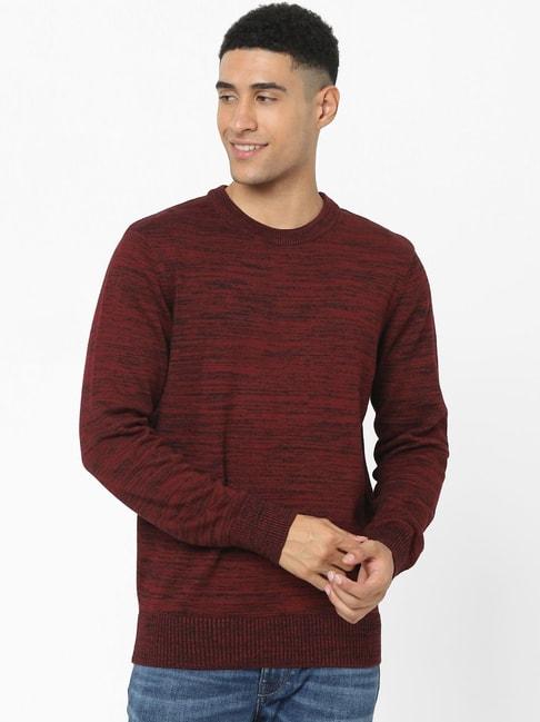 celio*-maroon-cotton-regular-fit-abstract-sweaters