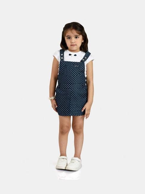 Peppermint Kids Navy & White Printed Dungaree
